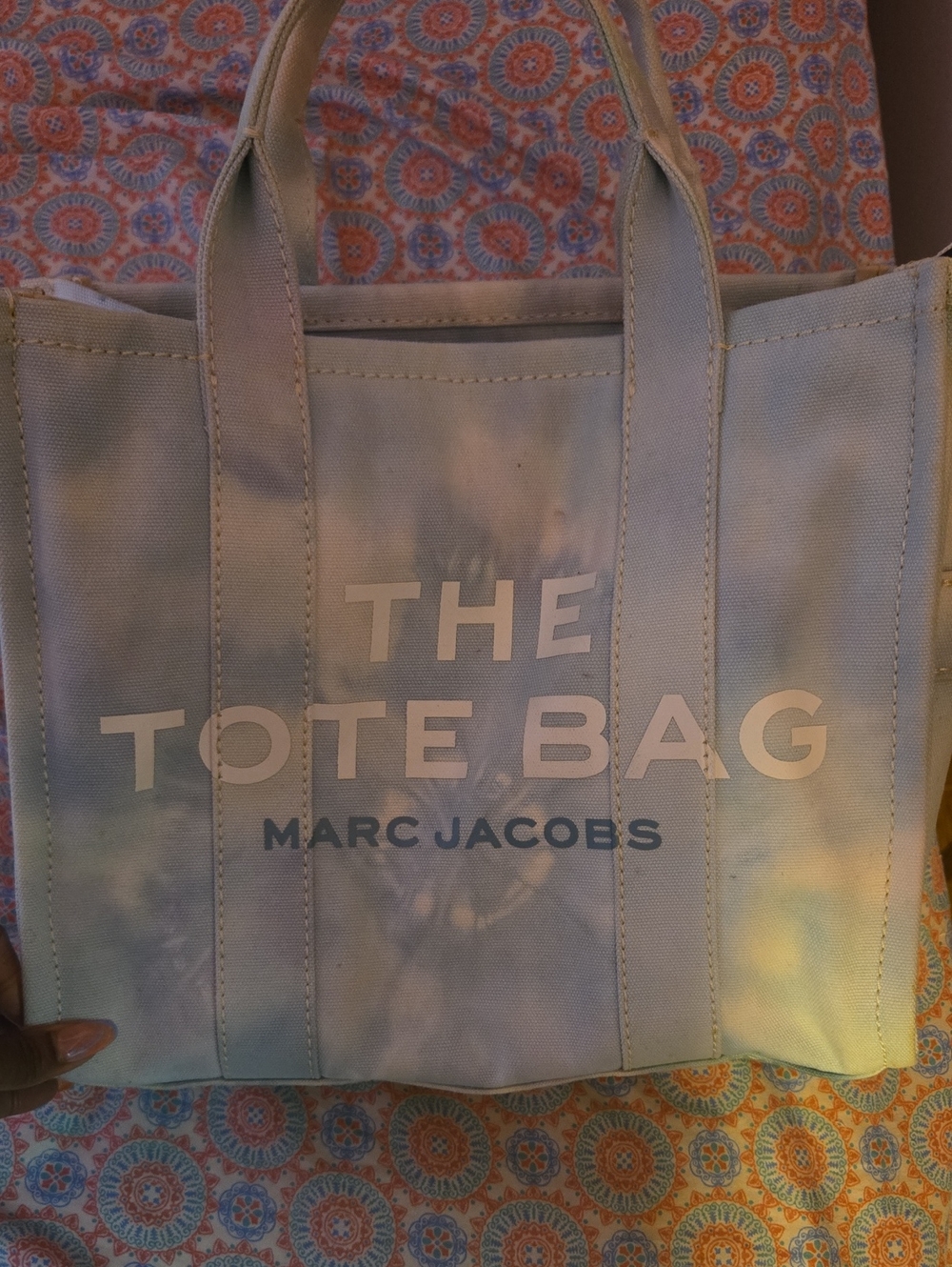 Marc Jacobs Light Blue Canvas Tote Bag with Bold Logo